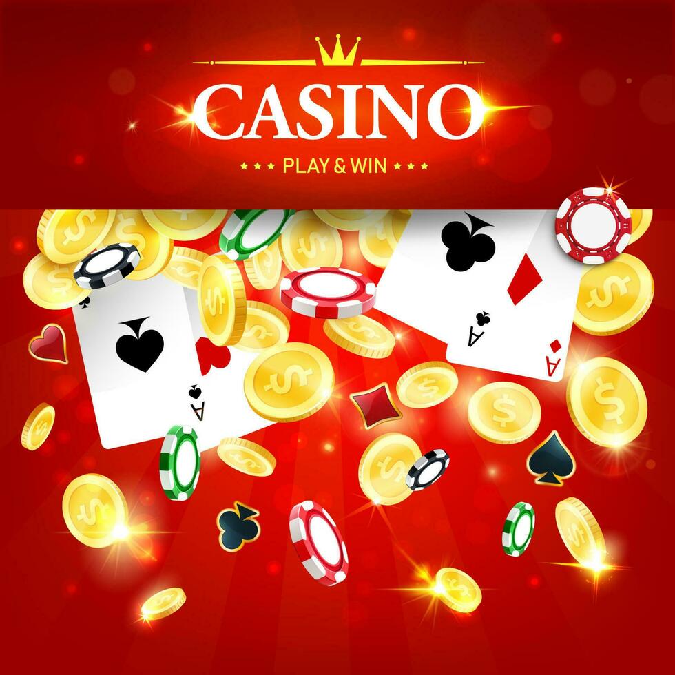 Casino poker win vector jackpot, four aces cards