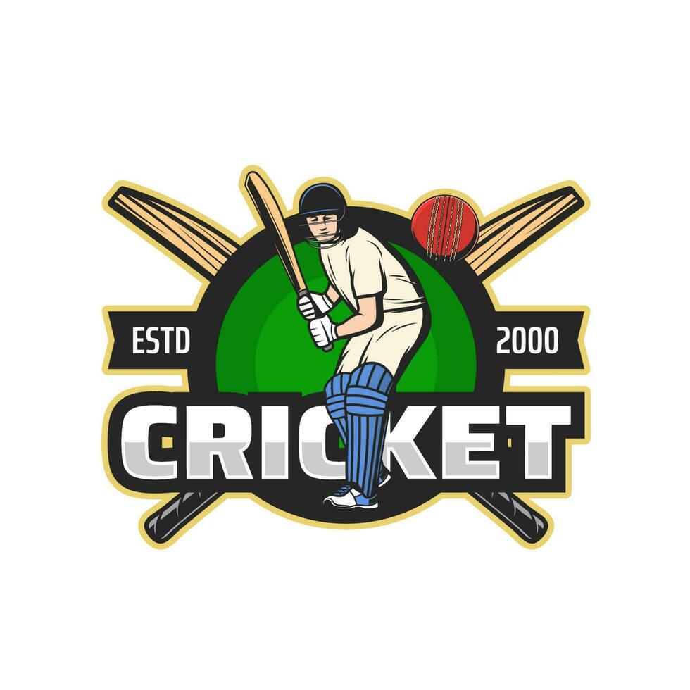 Cricket club, sport league player, championship vector