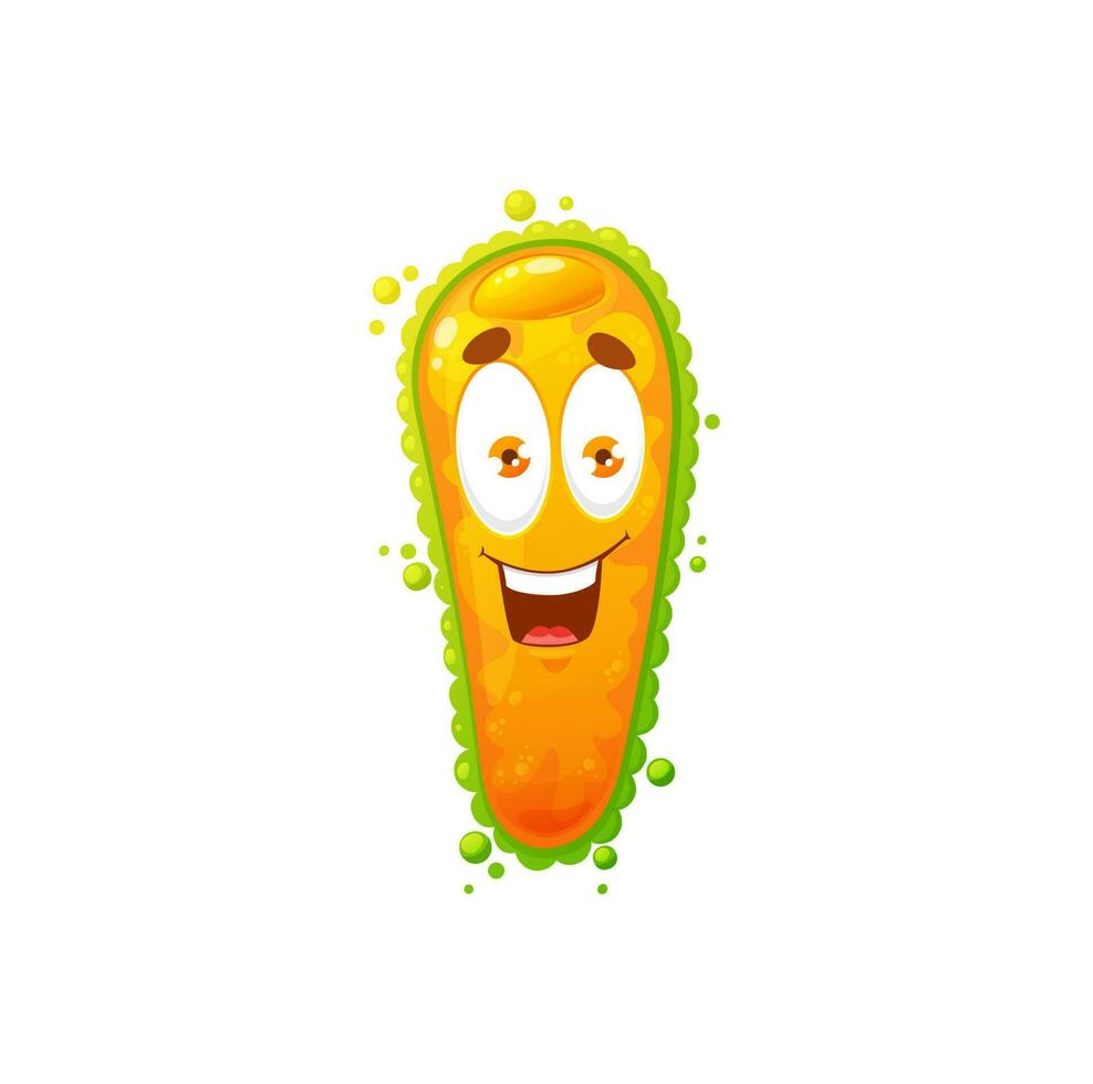 Cartoon virus cell vector icon, cute bacteria