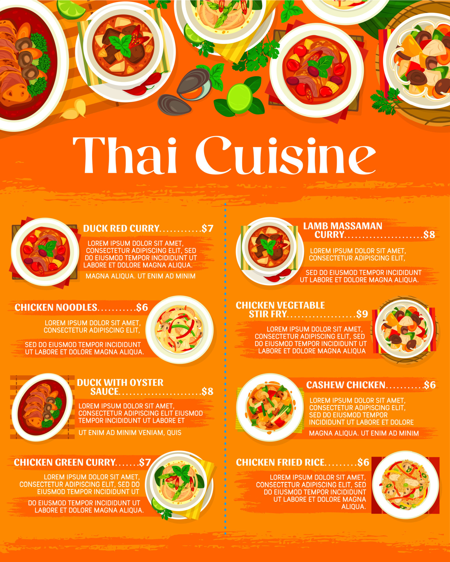 thai-cuisine-menu-thailand-food-asian-restaurant-23503581-vector-art
