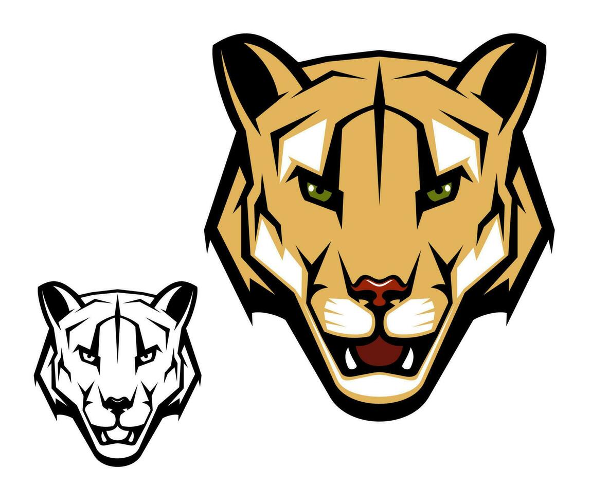 Cougar puma or mountain lion animal head mascot vector