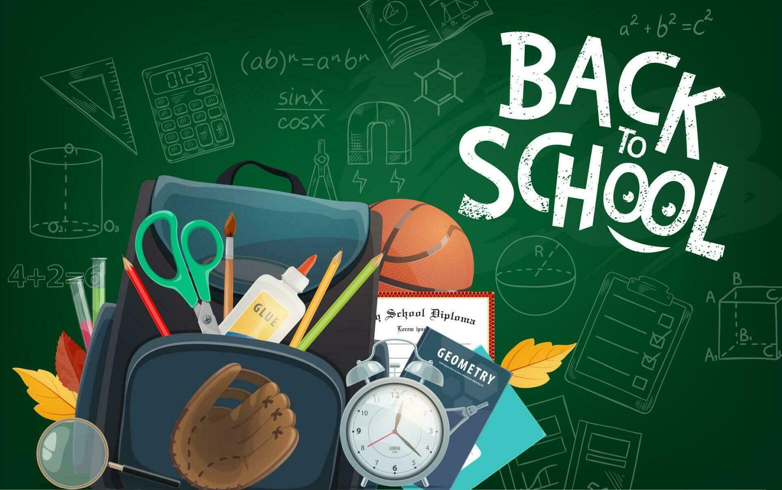 Educational blackboard Back to School lettering vector