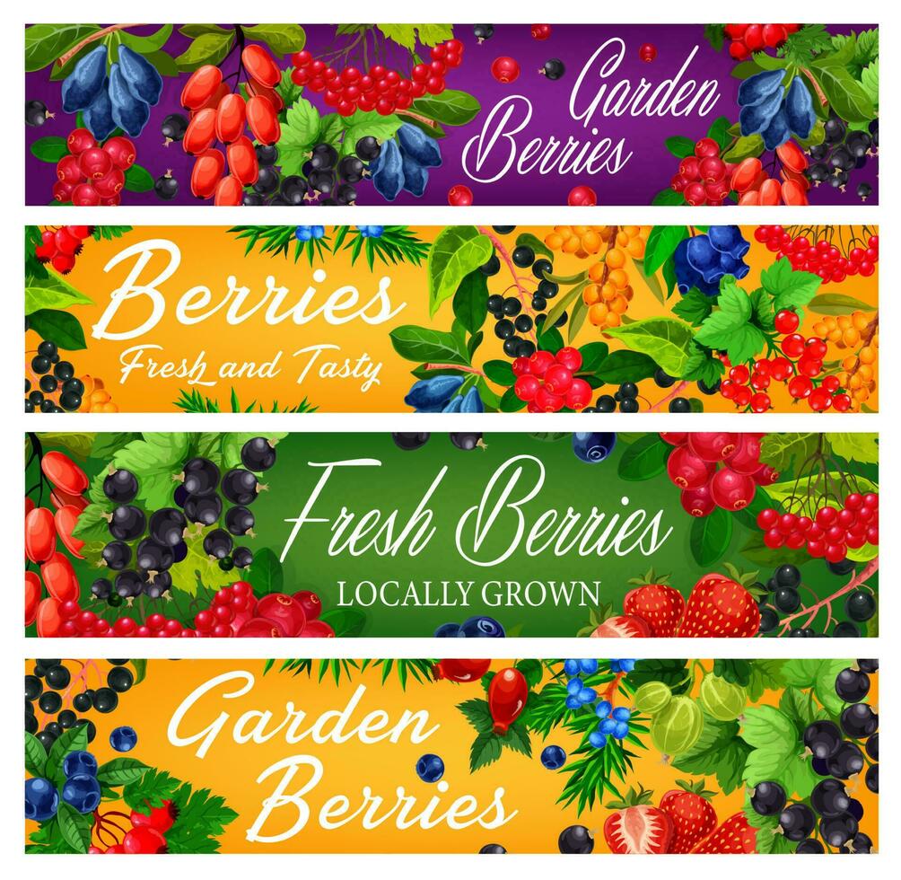 Garden and forest erries vector banners