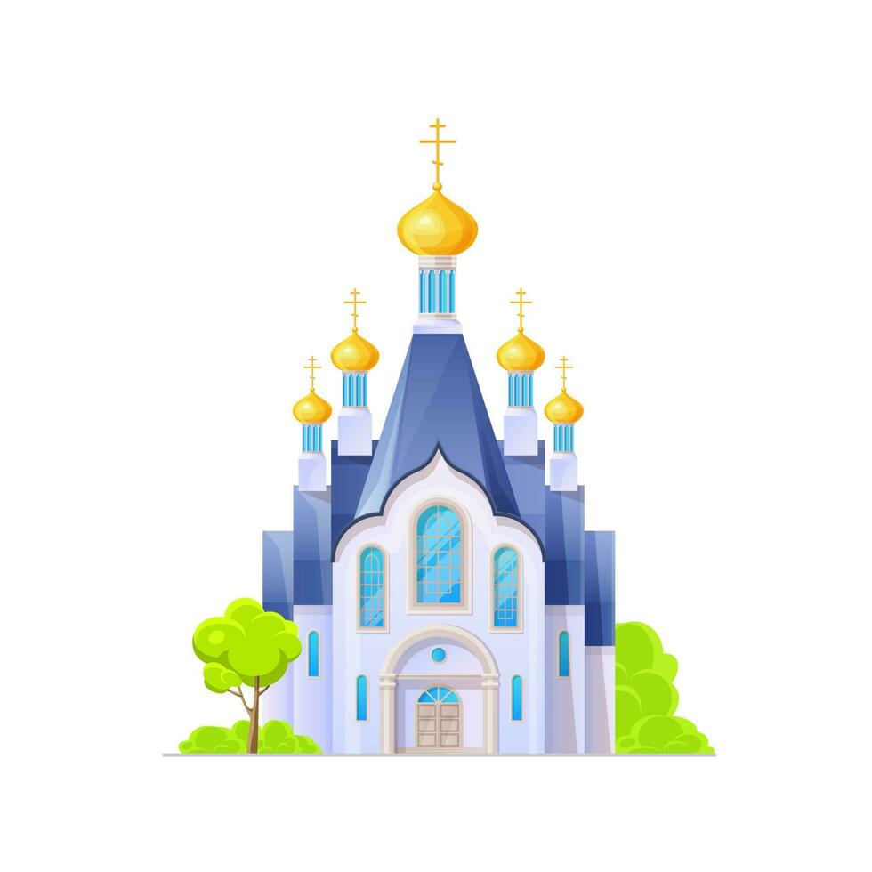 Orthodox church or temple cathedral, Christianity vector