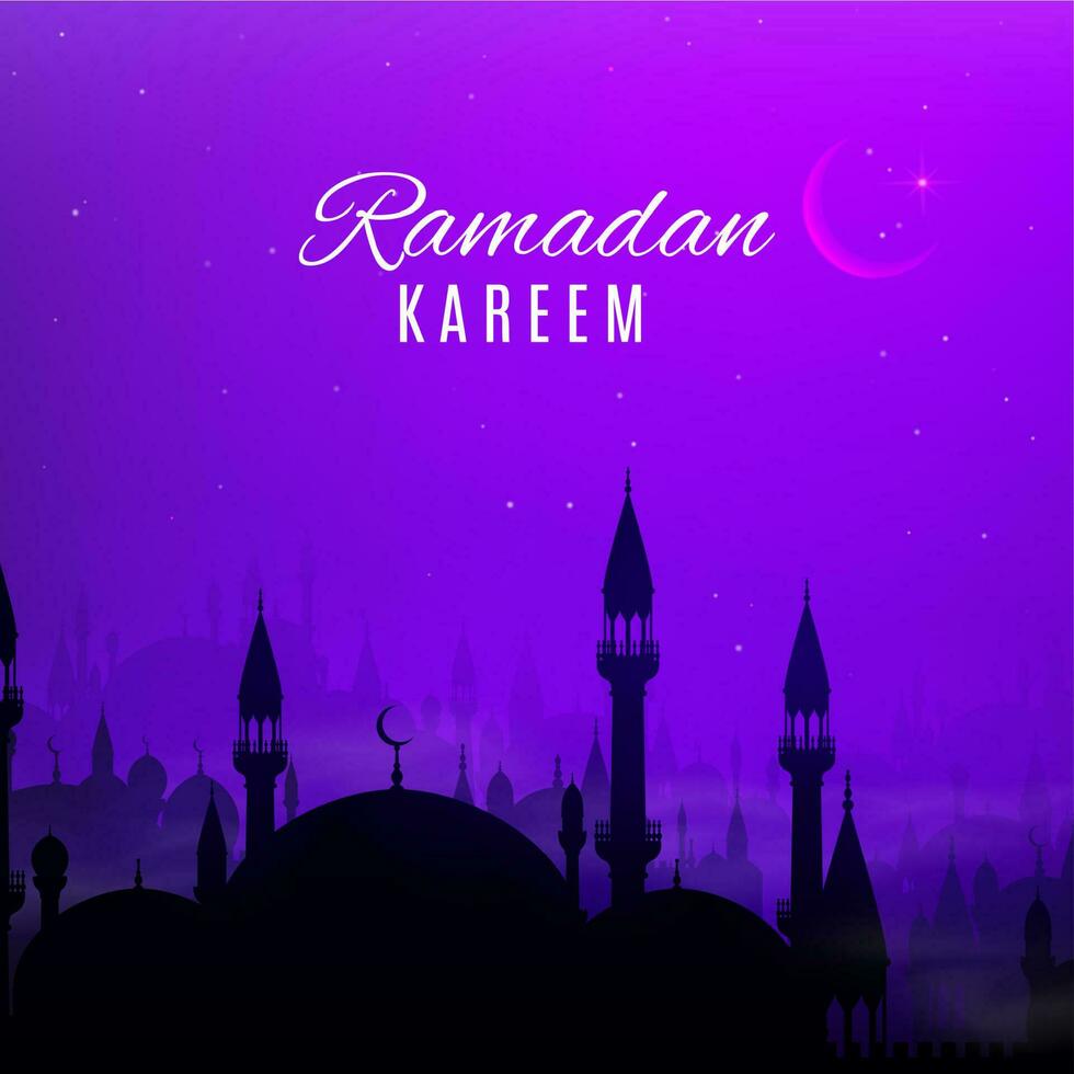 Ramadan Kareem holiday, night Arabian city vector