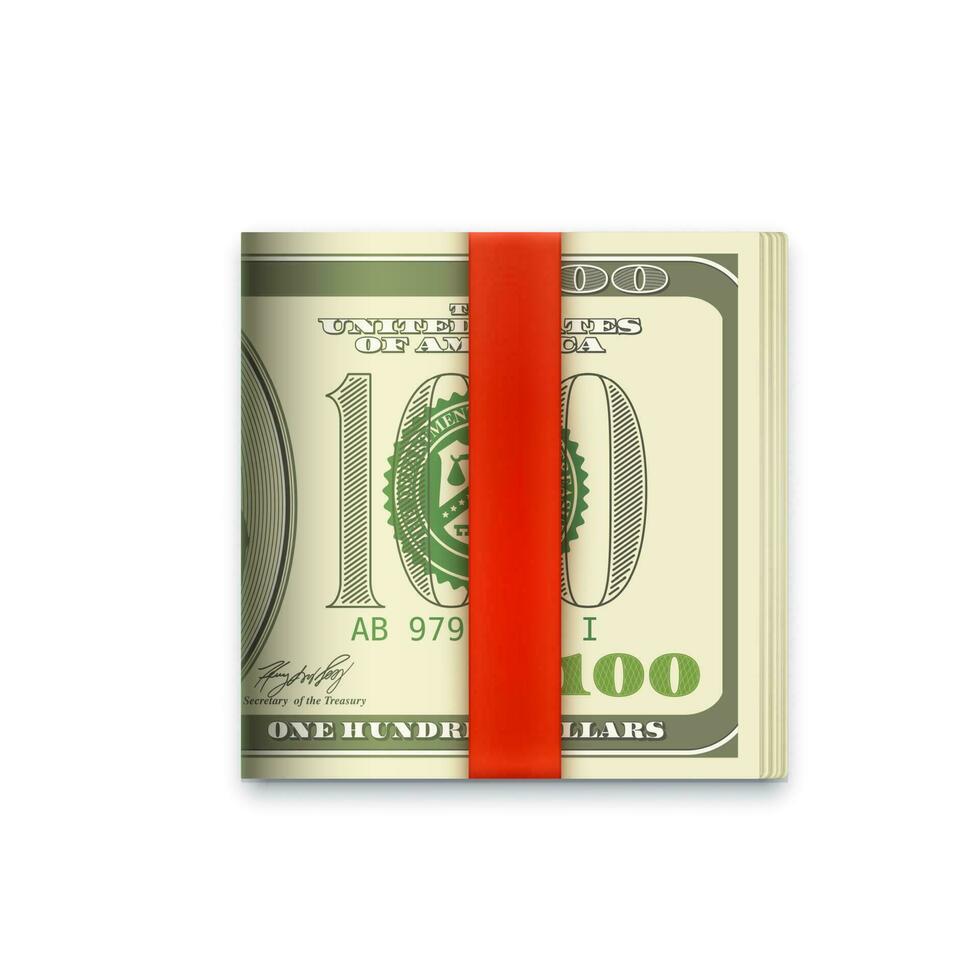 Cash money roll icon, USA dollars paper banknotes vector