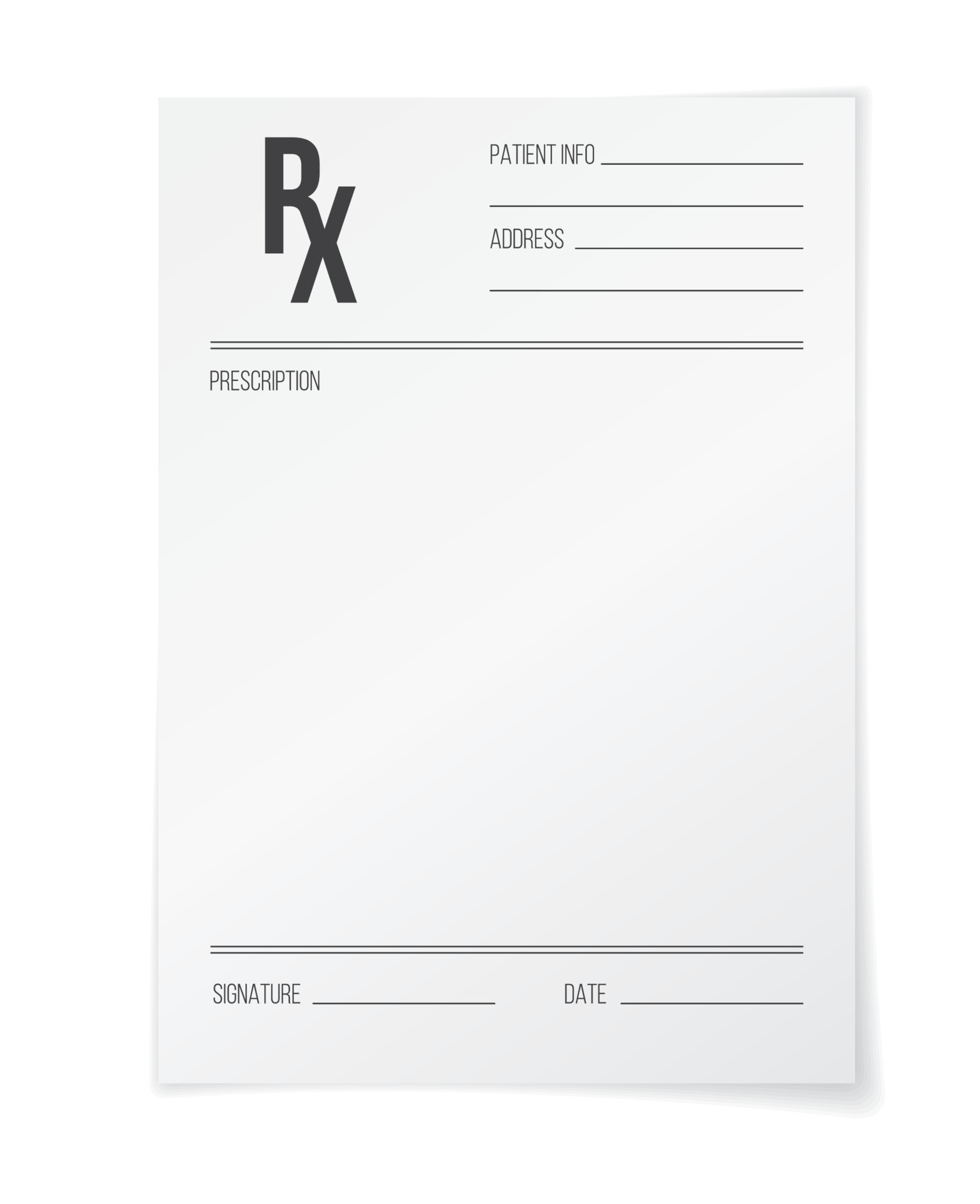 Rx form, medical prescription blank paper mockup 23503681 Vector Art at