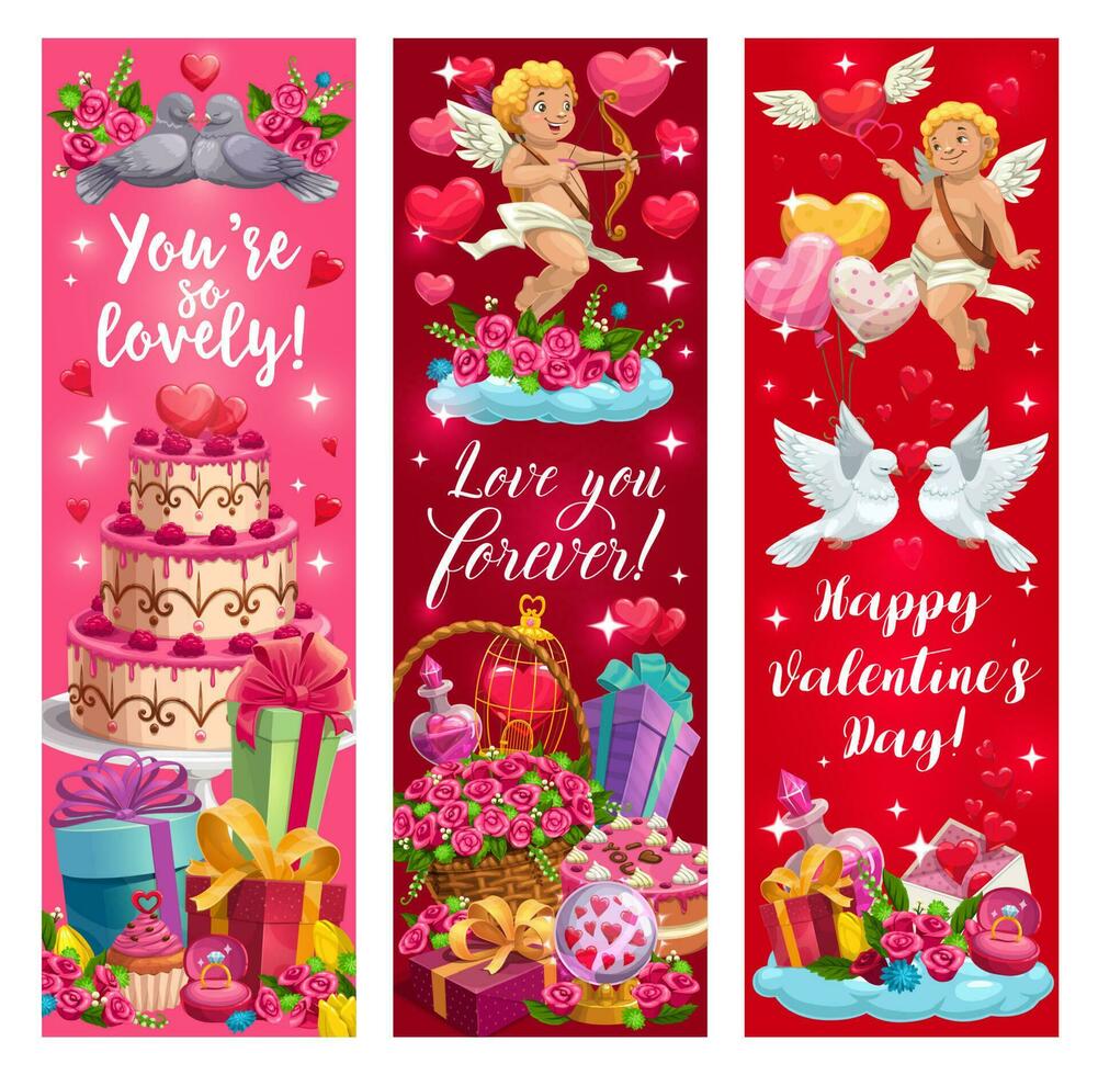 Declarations of love, happy Valentines day cards vector