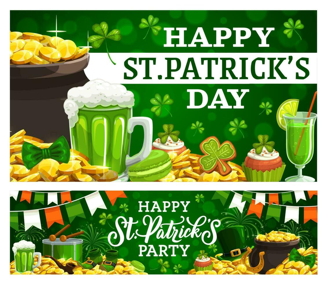 patricks día irlandesa día festivo, tesoros y bebidas vector