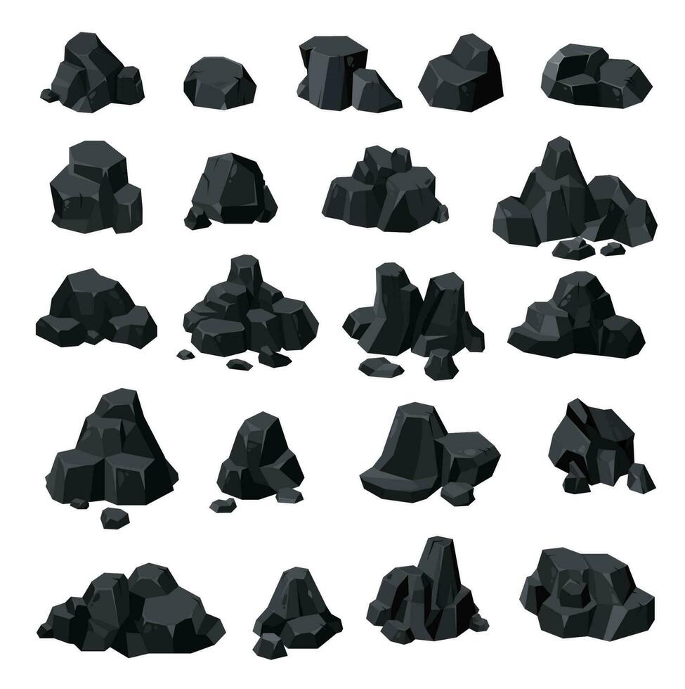 Cartoon coal ore, black charcoal, graphite lump vector