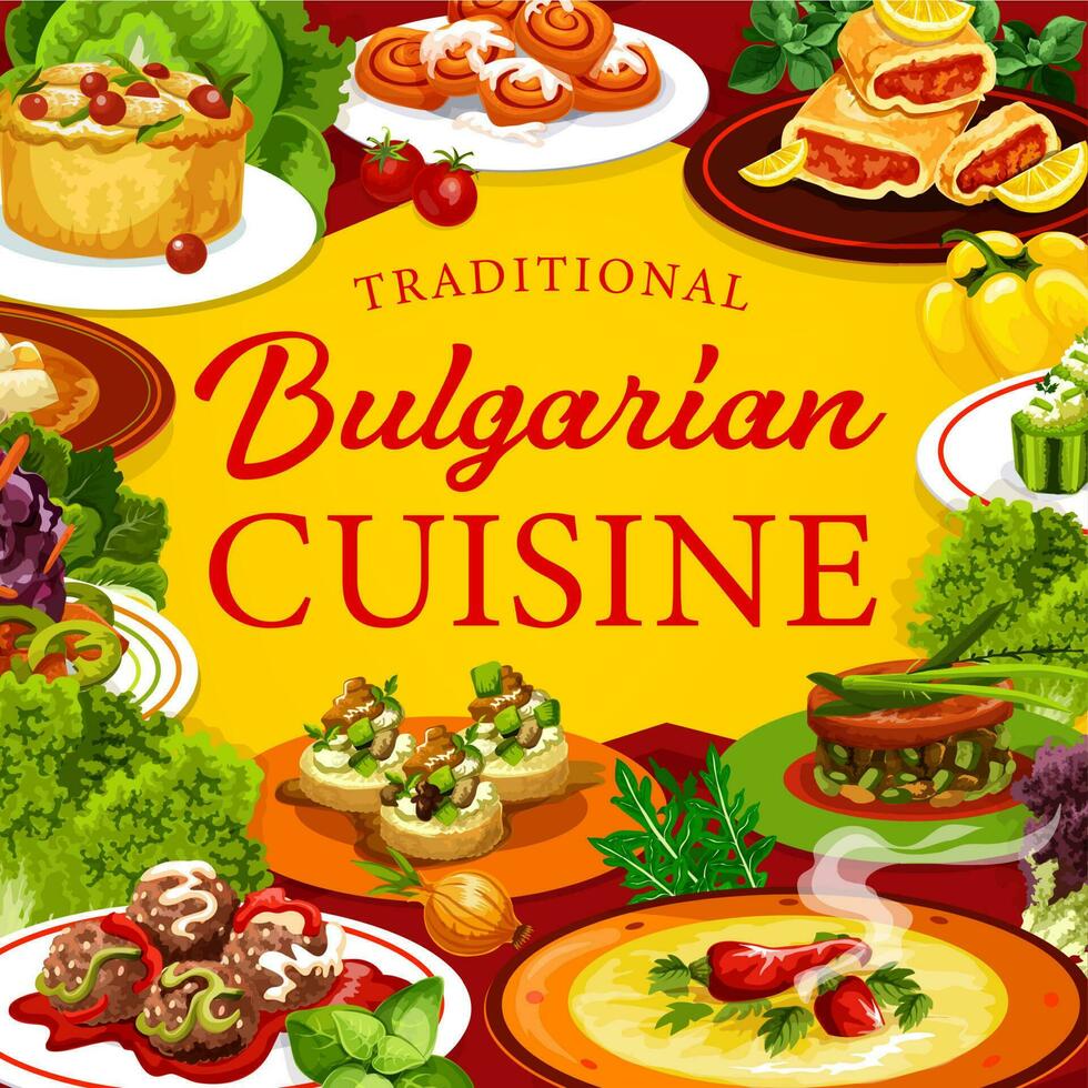 búlgaro cocina carne vegetal comida y postres vector