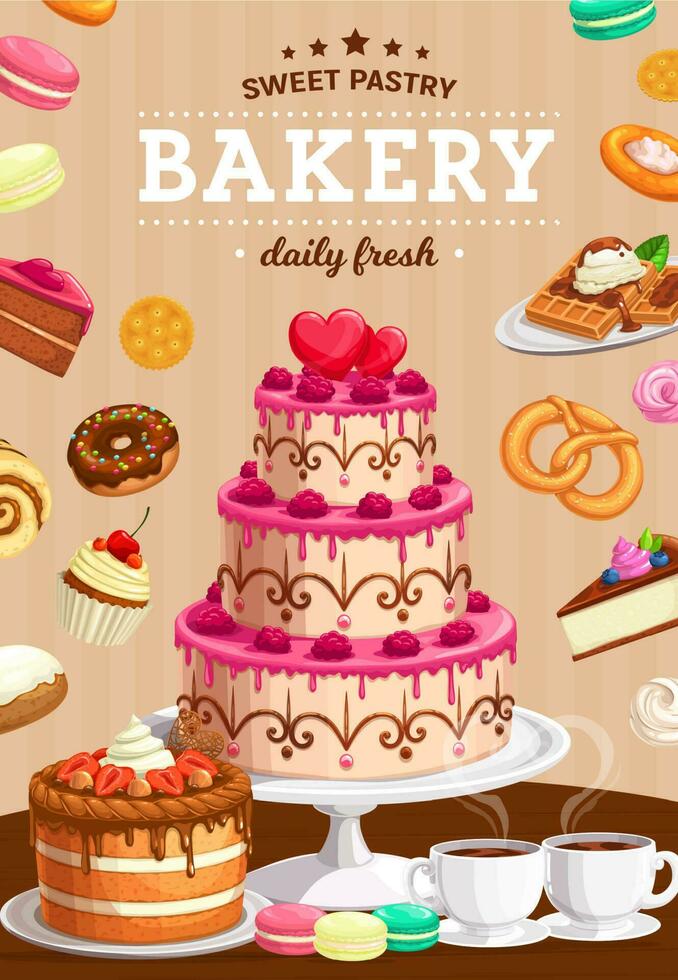 Bakery and patisserie. Holiday pies, cakes vector