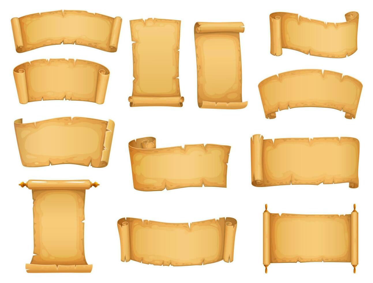Old paper scroll and parchment cartoon vector