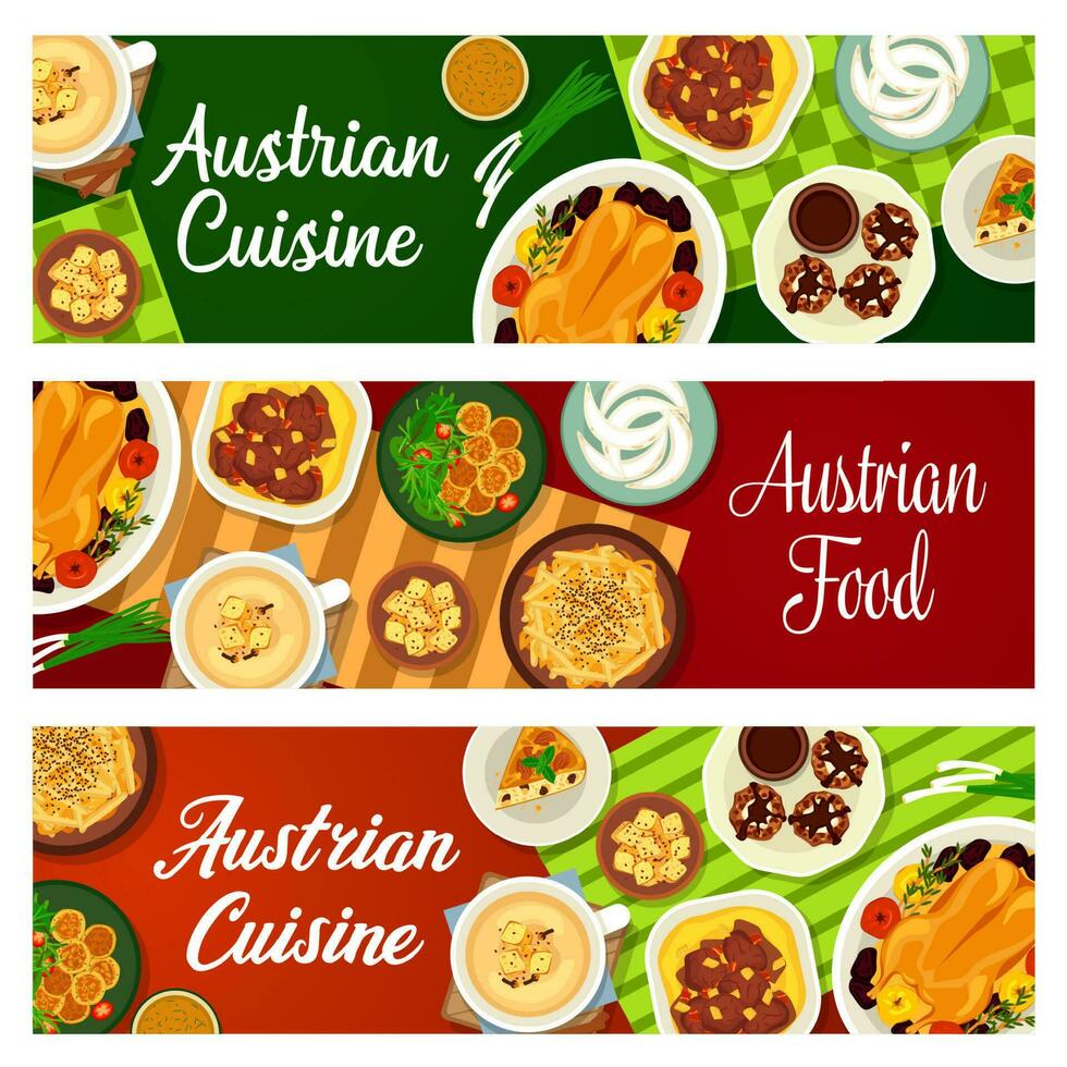 Austrian food restaurant menu meals vector banner