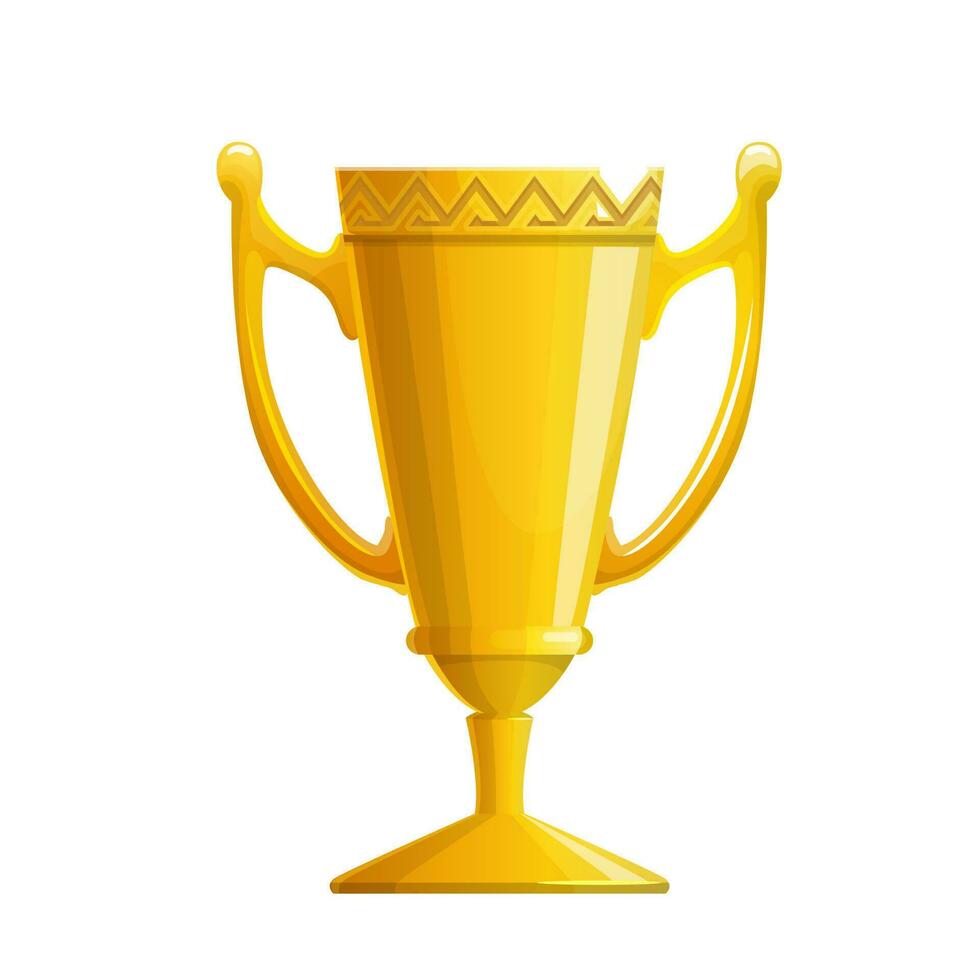 Golden trophy cup icon, winner or champion award vector