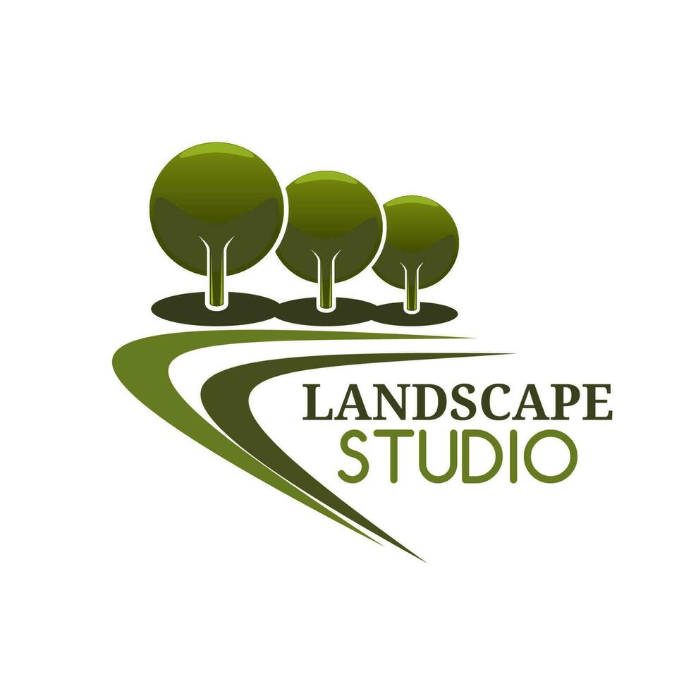 Landscape design service icon, garden park trees vector