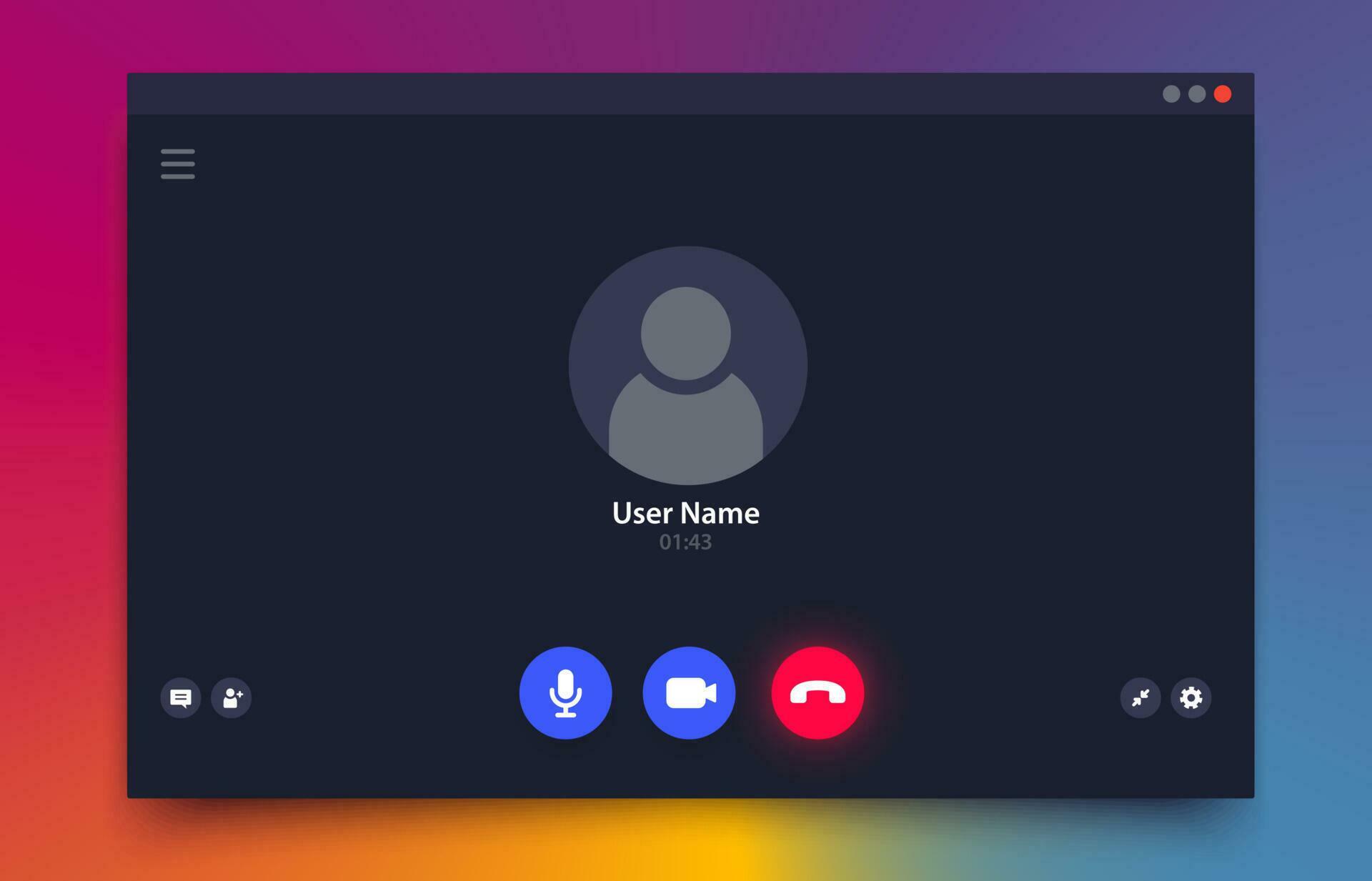Videocall interface, ui of video chat call screen 23504065 Vector Art ...