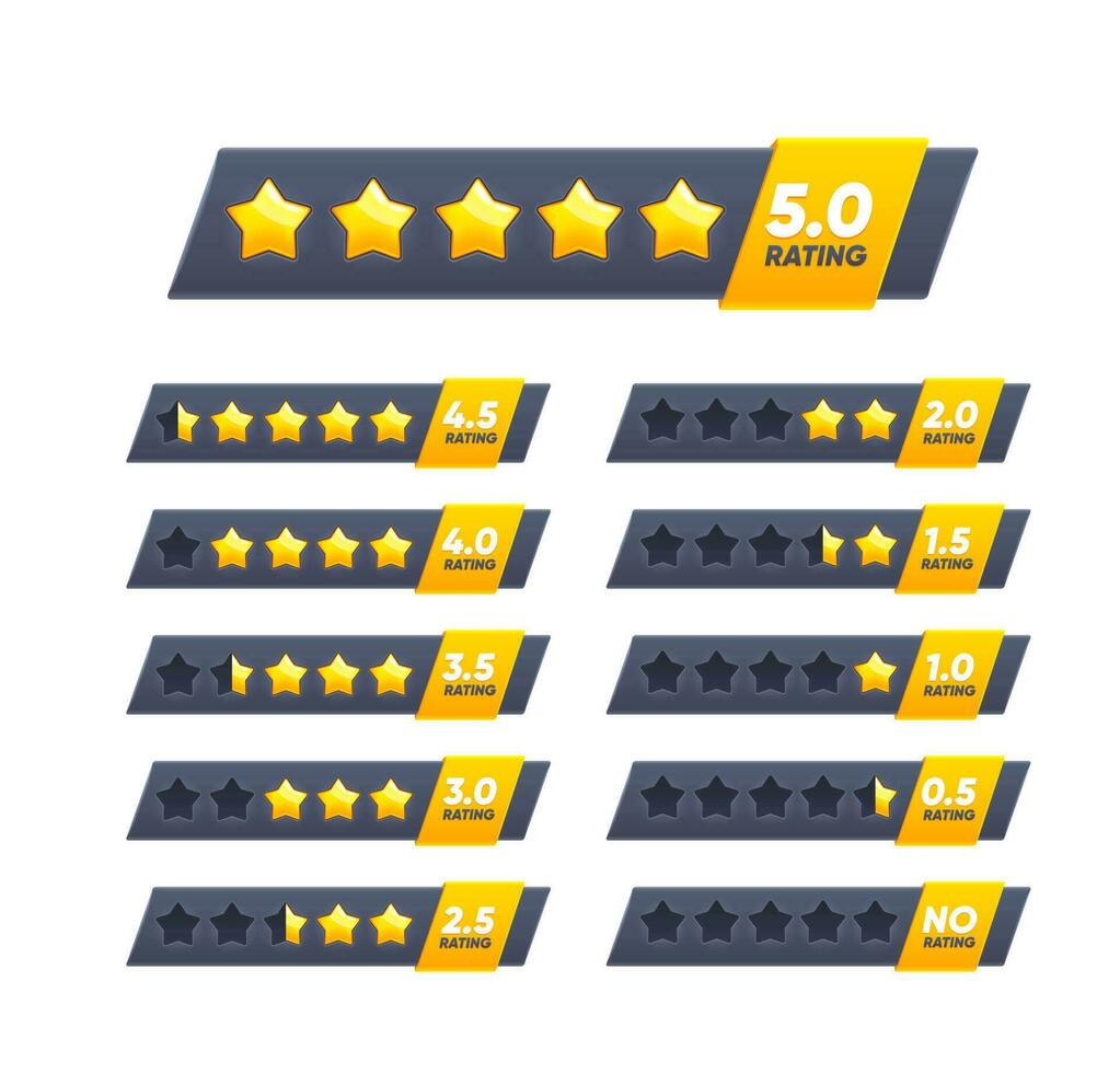 Five golden star review rate, customer feedback vector