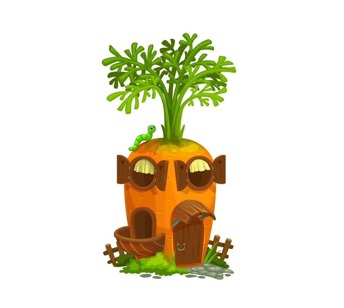 Cartoon carrot gnome house, vector