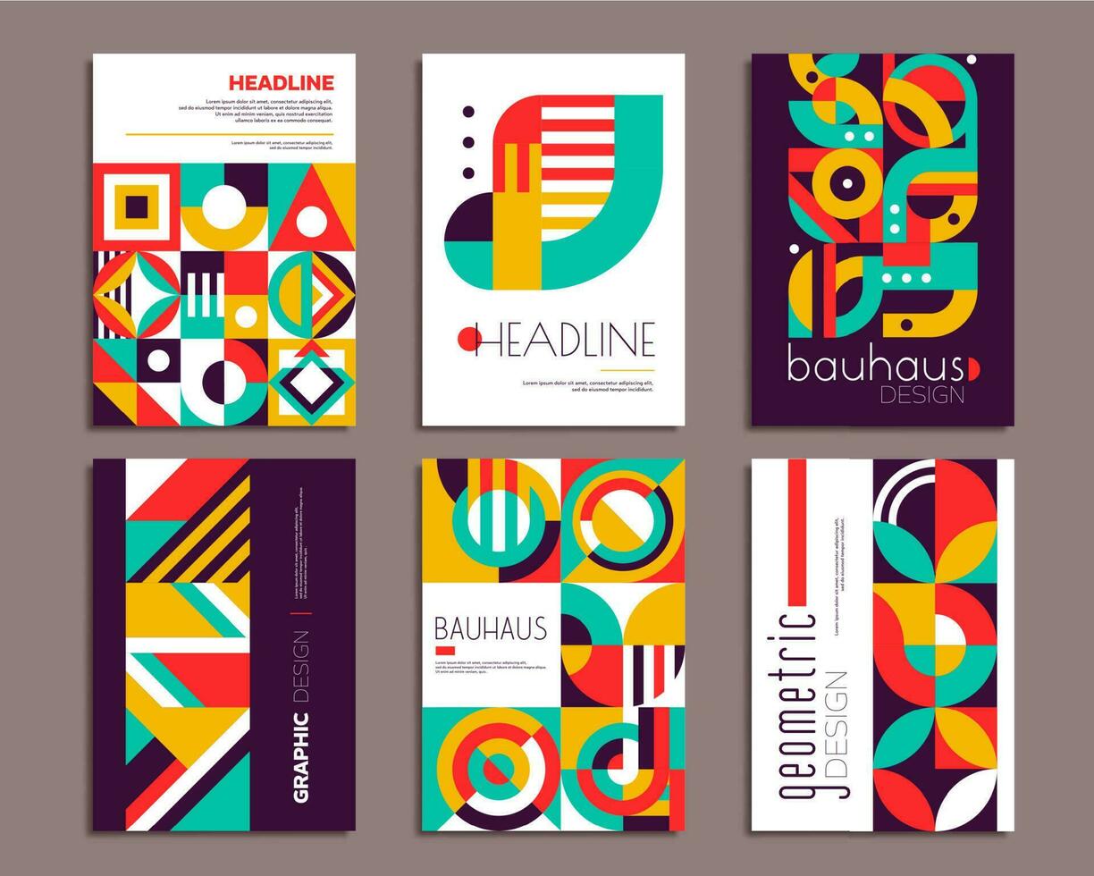 Bauhaus posters with geometric abstract pattern vector