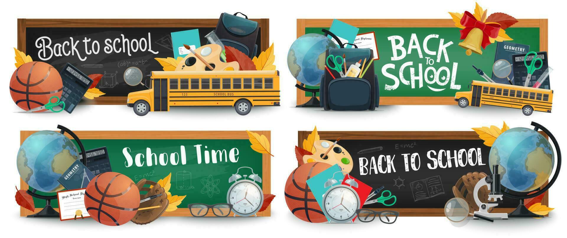 School education blackboard vector banners