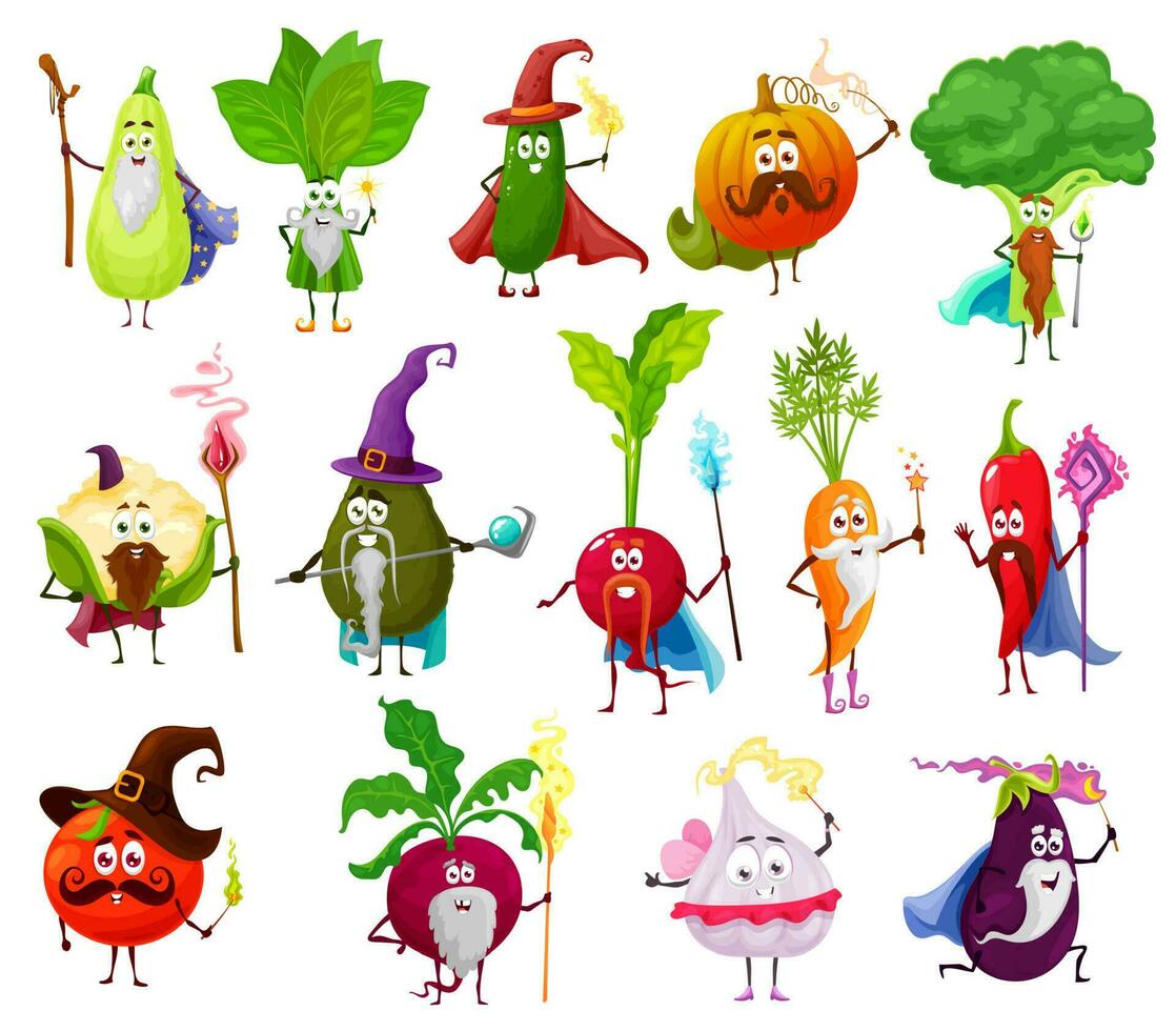 Magician, witch and fairy wizard vector veggies