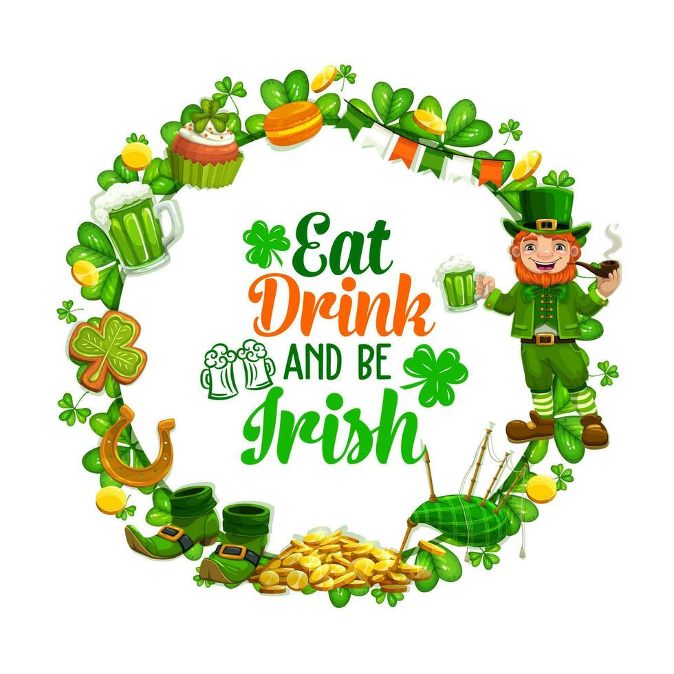 St Patricks day, holiday quote in frame vector