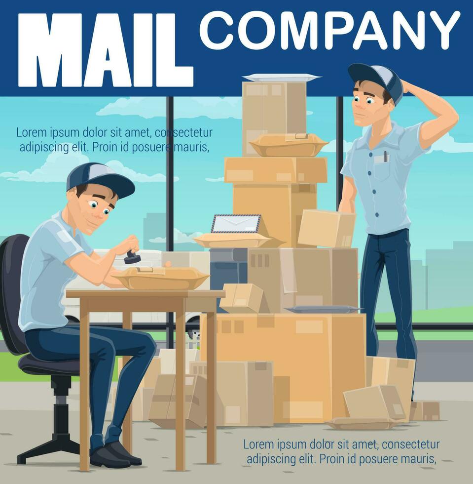 Post office, parcels and mail sorting vector