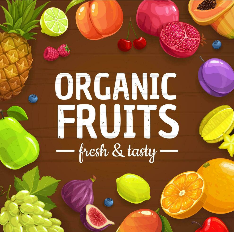 Fresco frutas y bayas, orgánico granja comida vector