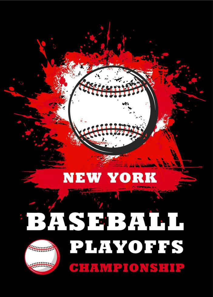 Baseball sport game championship poster with ball vector