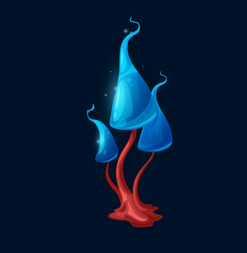Fantasy magic luminous blue mushroom vector fungus