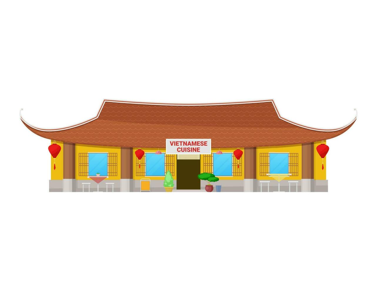 Vietnamese cuisine restaurant building icon vector
