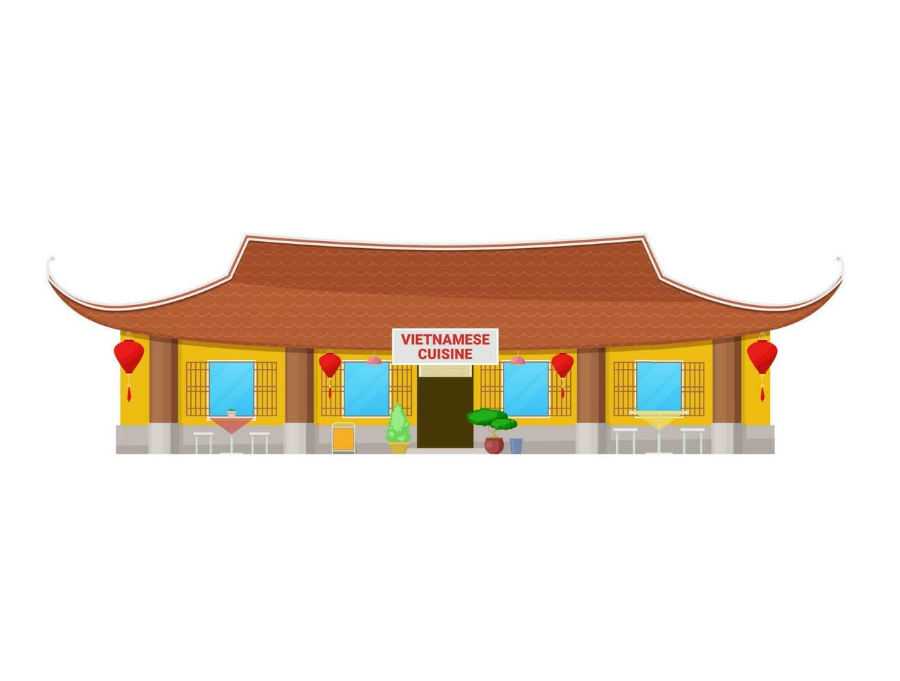 Vietnamese cuisine restaurant building icon vector