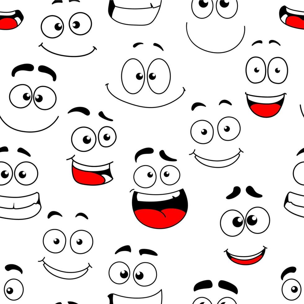 Smiling, happy and surprised face seamless pattern vector