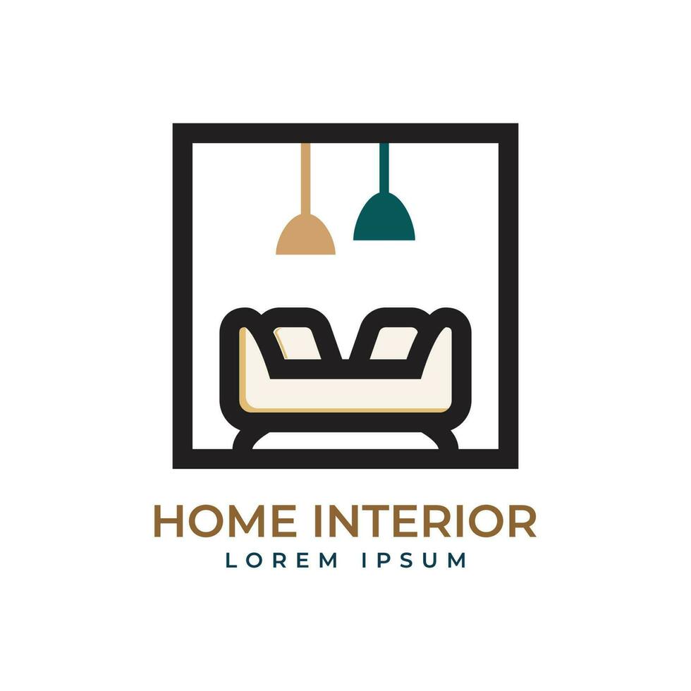 Minimalist home decoration interior logo design vector