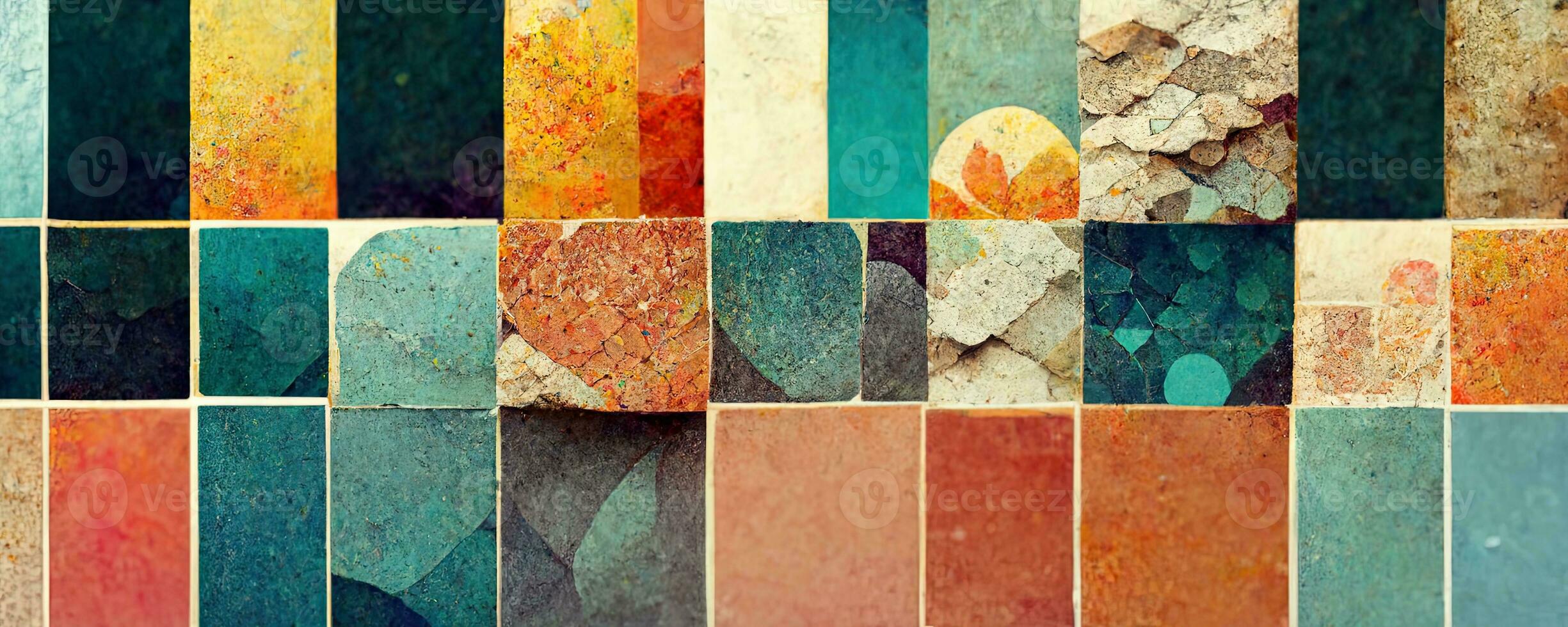 Artistic colorful mosaic pattern. Collage contemporary print with trendy decorative mosaic pattern with different colors, modern art. Banner concept photo