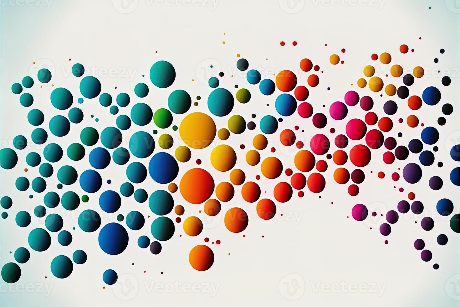 data visualization with multiple colorful circles, various sizes, circles are close together, in a time line, varying positions on white background photo