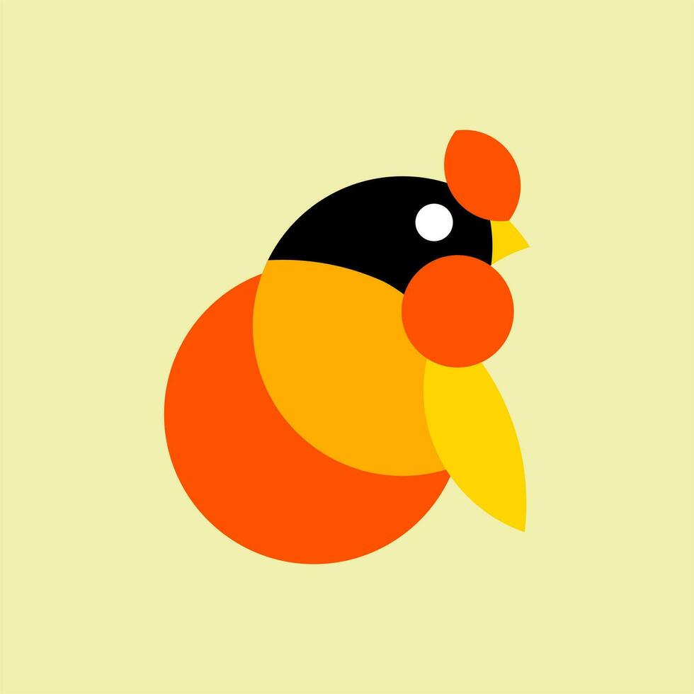 abstract rooster logo flat design vector illustration. geometrical chicken vector. Farm and poultry animal symbol or label vector