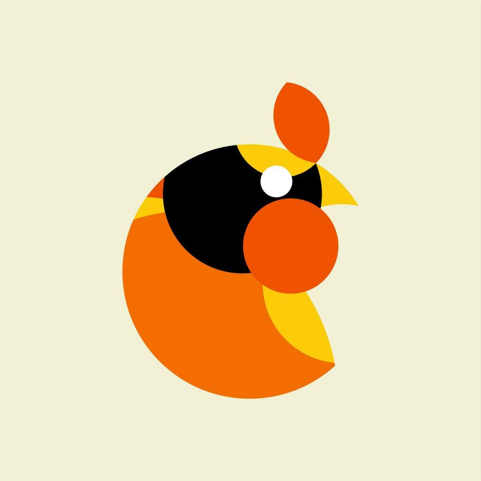 abstract rooster logo flat design vector illustration. geometrical chicken vector. Farm and poultry animal symbol or label vector