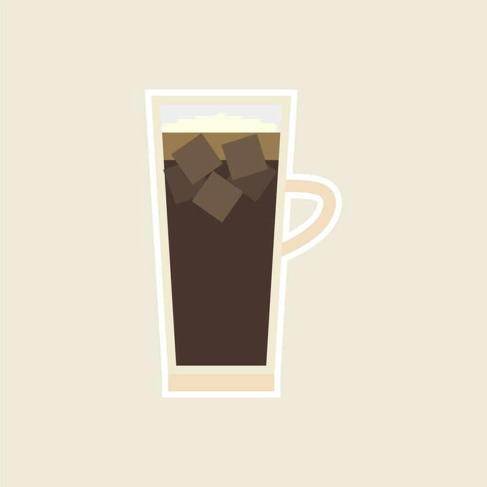 un vaso de con hielo café plano diseño vector ilustración
