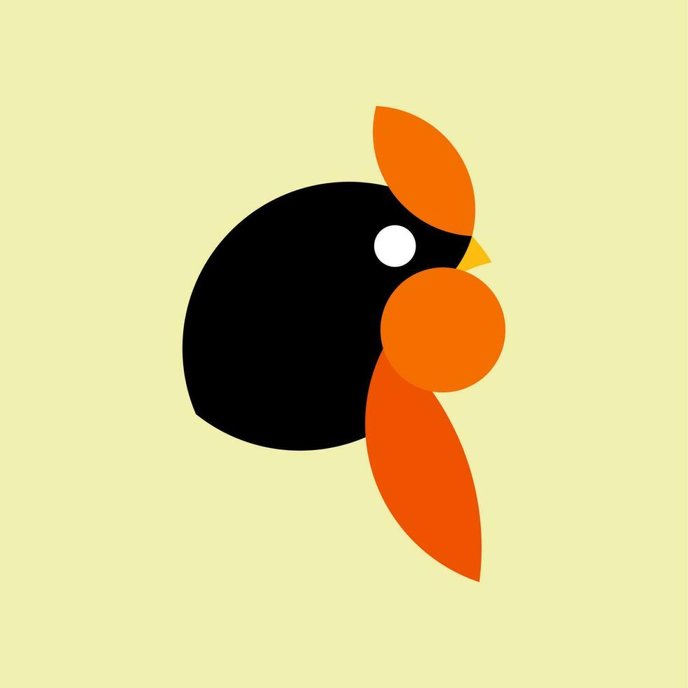 abstract rooster logo flat design vector illustration. geometrical chicken vector. Farm and poultry animal symbol or label vector