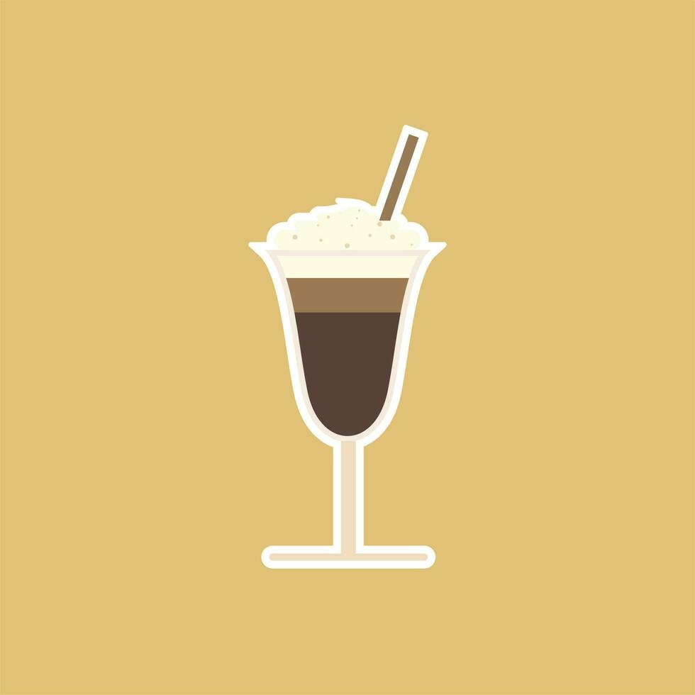 coffee float whipped cream flat design vector illustration