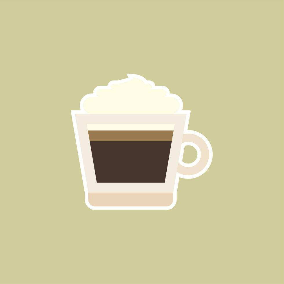 coffee whipped cream flat design vector illustration. Tasty cappuccino decorated with whipped cream cap isolated on white. Fall season hot sweet beverage. Takeaway mocha drink.