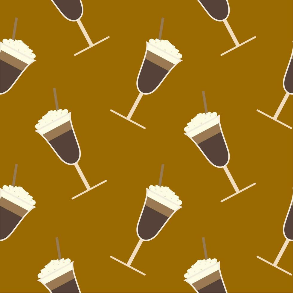 coffee whipped cream seamless pattern vector illustration