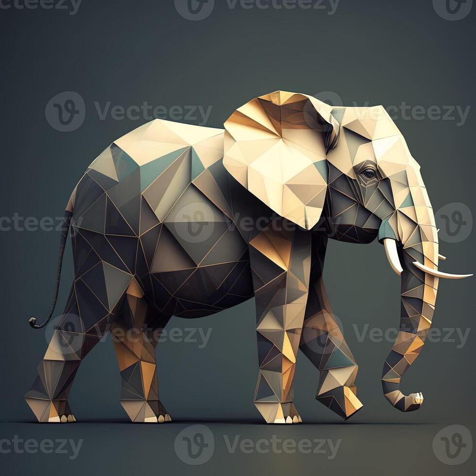 generativo ai ilustración de creativo de elefante hecho de vistoso geométrico formas en antecedentes. líder, coraje, fuerte y corajudo, foto