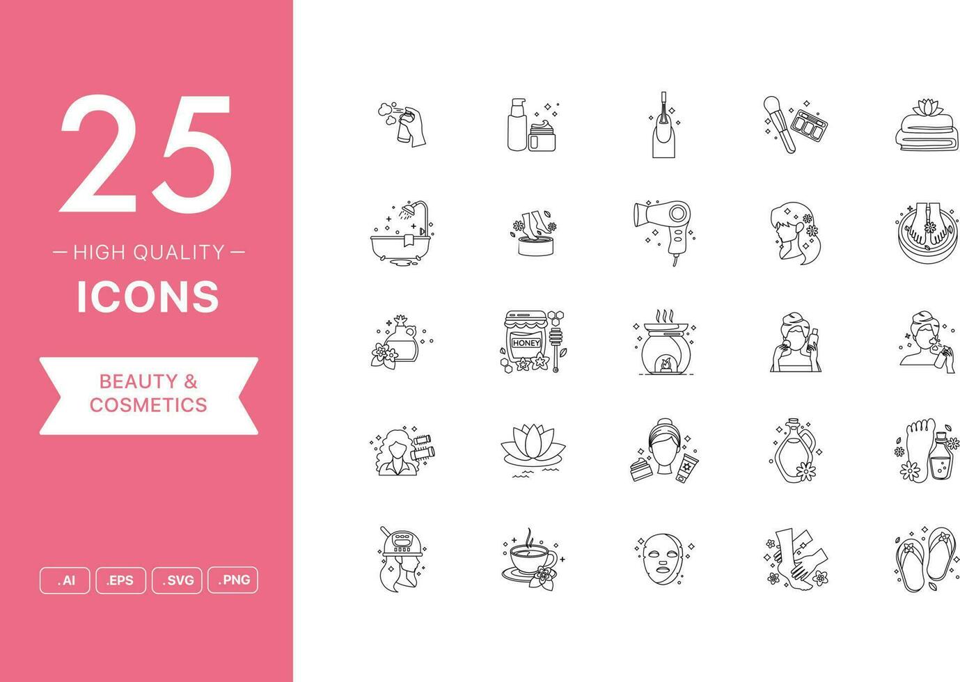 Vector set of Beauty and Cosmetics icons