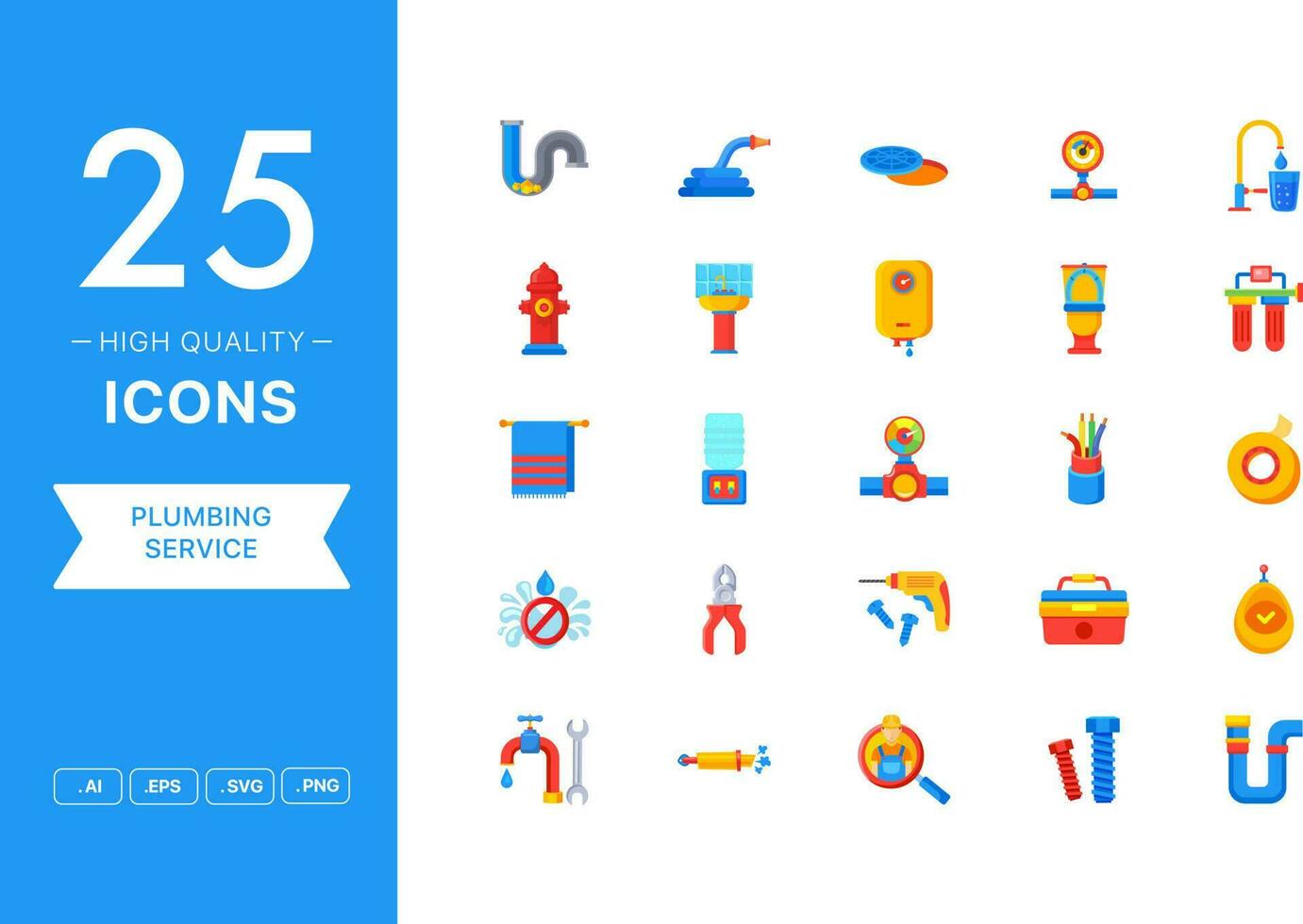 Vector set of Plumbing Service icons