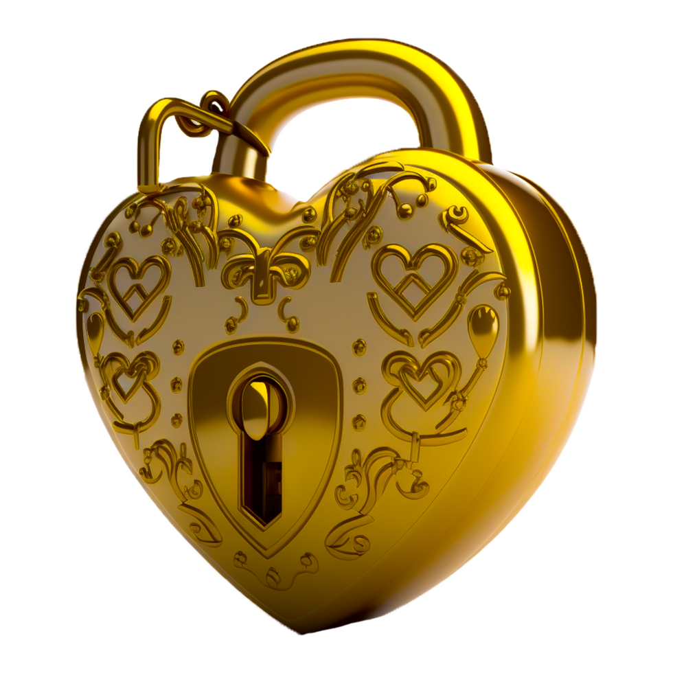 golden heart lock png