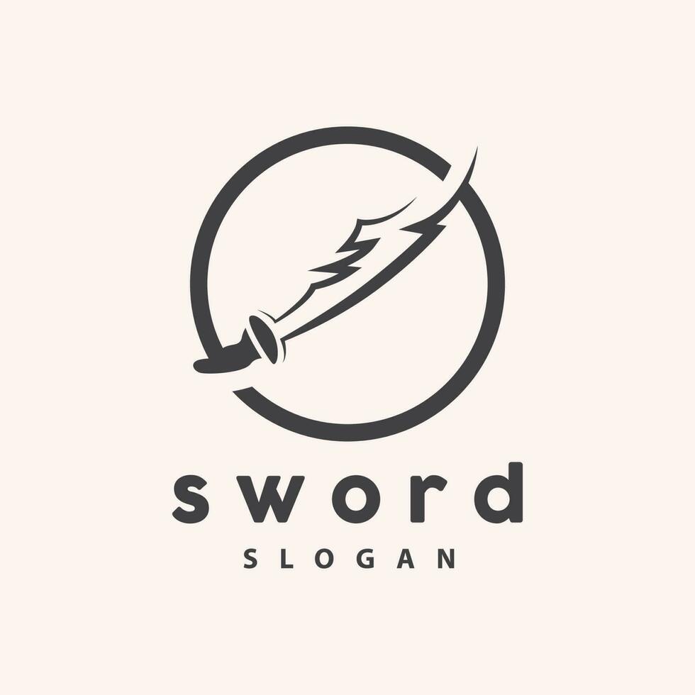 Sword Logo, War Weapon Line Simple Design, Vector, Symbol Template Icon vector