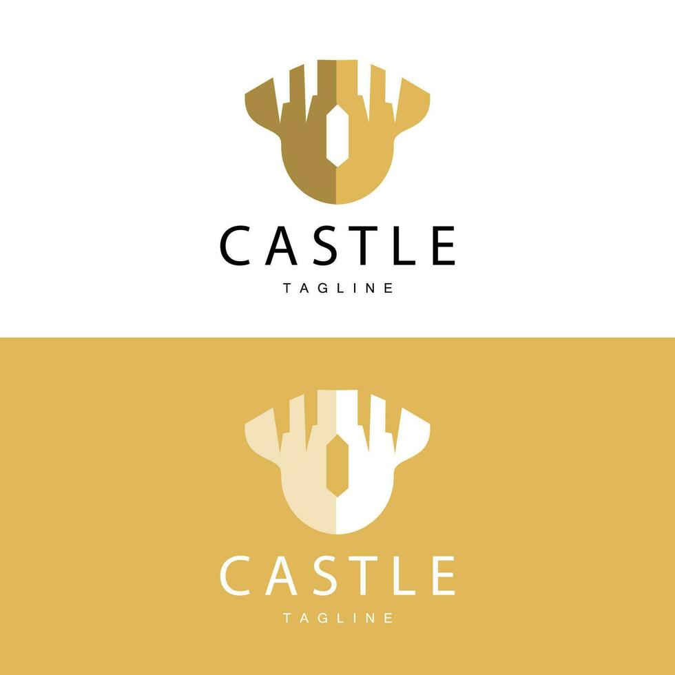 Castle Logo Elegant Luxury Simple Design, Royal Castle Vector Shield, Templet Illustration Icon